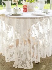 画像2: Chez moi イタリア テーブルクロス Flora リネン レース (2)